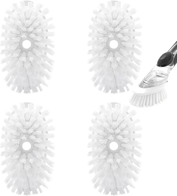 Brush Refills for OXO Dish Brush - 4 Pack, Soap Dispensing Head Replacement for Scrubber (White)