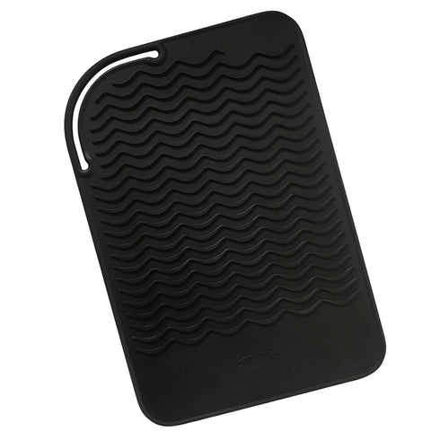 Silicone Heat Resistant Travel Mat, Anti-heat Pad for Hair Straighteners, Curling Irons, Flat Irons and Other Hot Styling Tools - Black