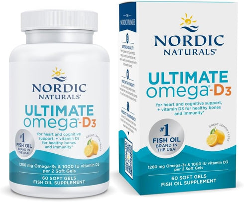 Nordic Naturals Ultimate Omega-D3, Lemon Flavor - 60 Soft Gels - 1280