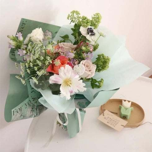 Packaging 23x18 Inch 50 BBJ WRAPS Hand-Drawn Tissue Flower Wrapping Paper Korean Non-Woven Waterproof Floral Bouquet