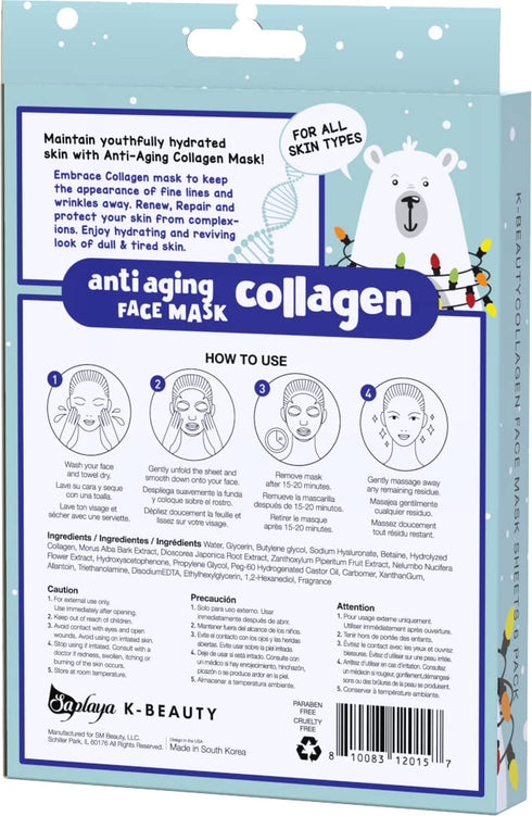 K-Beauty Multi-Pack Facial Skincare Sheet Masks, Natural Beauty Balanced Skin Care Made in South Korea (Polar Hug