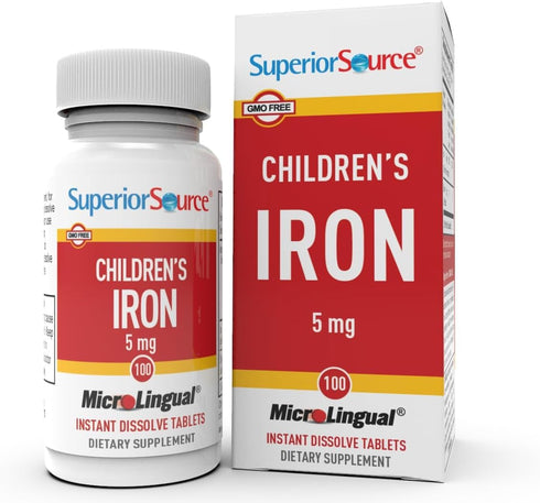 Superior Source Children’s Iron 5 mg, Quick Dissolve MicroLingual Tablets, 100 Count, Non-GMO