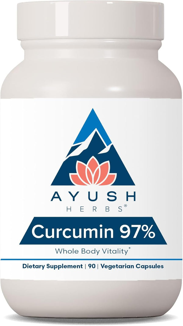 Ayush Herbs Curcumin 97%, Herbal Turmeric Supplement, 90 Capsules