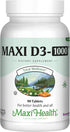 Maxi Health Vitamin D3 1000 IU Dietary Supplement, Easy to Swallow, 90 Tablets, Supports Immune Health