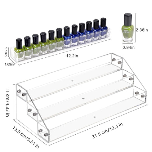 Nail Polish Rack 3 Tier Acrylic Display Stand Holder, Nail Polish Organizer, Essential Oil Storage Paint Shelf Holds Up
