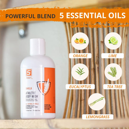 Shield Athlete's Body Wash, Sulfate Free, with Lemongrass, Tea Tree, Eucalyptus Oils, 8 Fl Oz