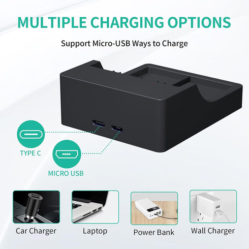 LP 9V 2 Pack 600mah 9 Rechargeable Batteries with Charging Station - Long Lasting Volt Lion Batteries - Compatible
