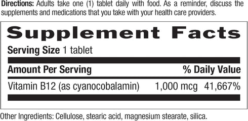 Country Life Vitamin B-12, 1000 mcg, 60 Tablets