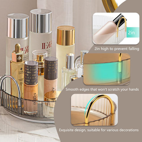 Rotating Makeup Organizer for Vanity, Spinning Cosmetics Storage Rack for Bathroom Countertop, Skincare Holder (1 Tier,
