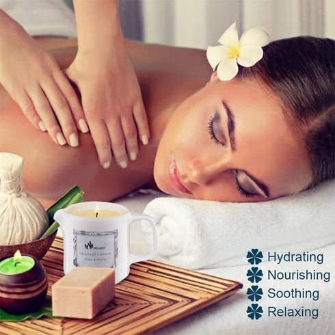 MELONY Soy Massage Oil Candle | Blue & Vanilla | 2.82 OZ | Intensive Skin Treatment Candle