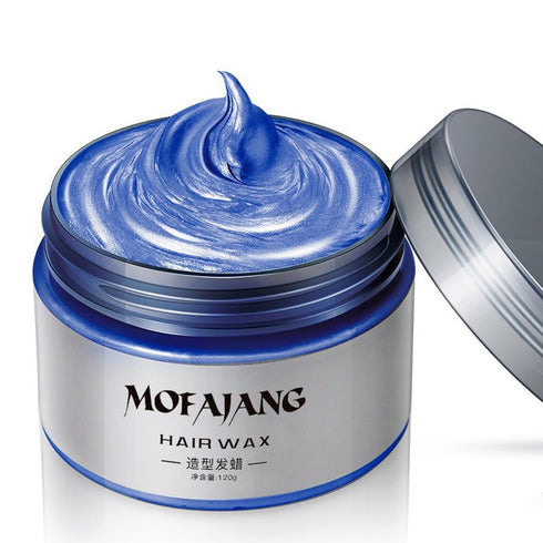 MOFAJANG Unisex Hair Wax Color Dye Styling Cream, Washable Temporary Pomade for Natural Hairstyle, Party Cosplay (Blue)