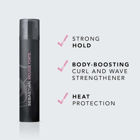 Sebastian Mousse Forte, Strong-Hold Mousse for Professional Hair Styling, 7 oz