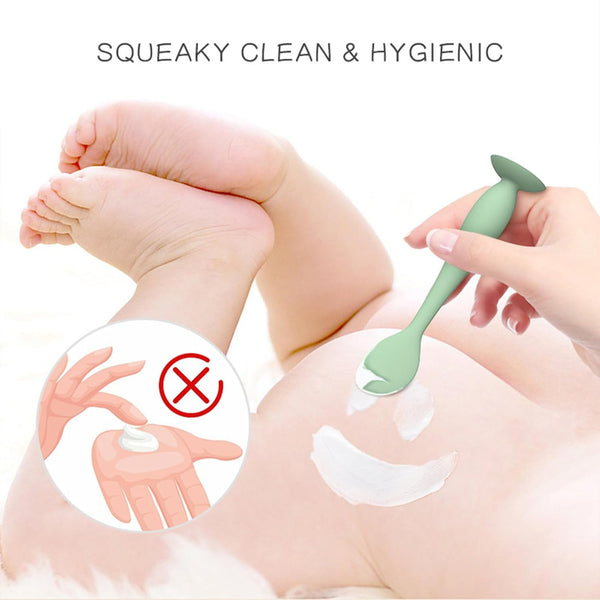 Qcbuegof Easy Diaper Cream Applicator Brush Silicone Scraper Butt Care Spatula with Suction Stand Base Portable Diaper