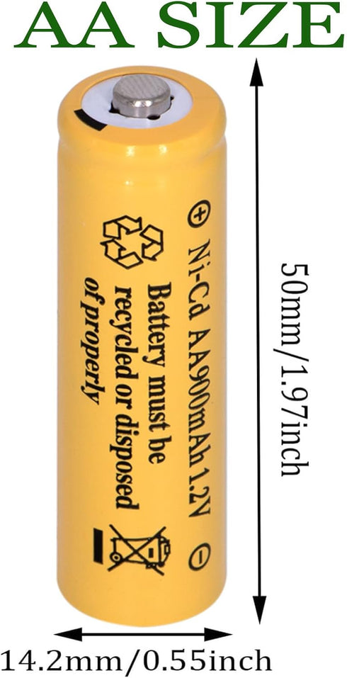8 Packs 1.2V AA 900mAh Ni-CD Rechargeable Batteries for Outdoor Solar Lights, String Lights, Garden Lights, Solar Wall