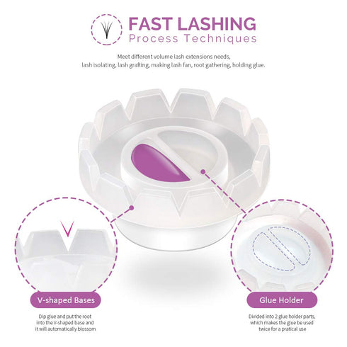 Teenitor 200 Pack Eyelashes Extension Volume Lashes Fan Blossom Cups, Glue Holder & Lash Organizer Tools