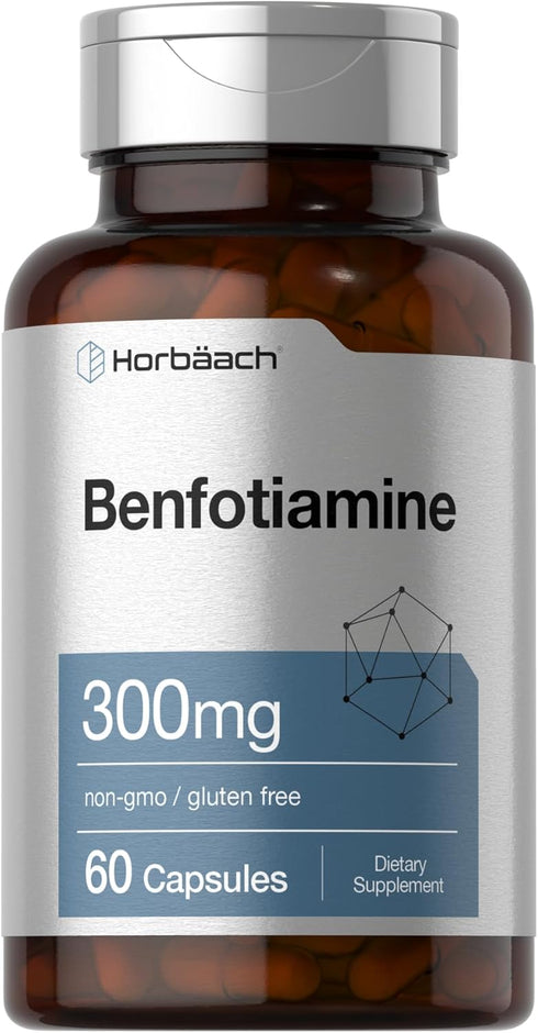 Horbaach Benfotiamine 300mg, 60 Capsules - Non-GMO, Gluten Free Supplement