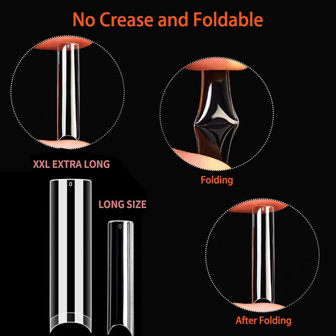 UNA GELLA Nail Tips Square XXL Tips, 120 PCS No C Curve Gel Tips, Extra Long Square Straight Nails