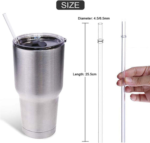 ZYTC Reusable Plastic Straws for 20OZ and 30OZ Cups, Set of 6 Straws and 2 Cleaning Brushes