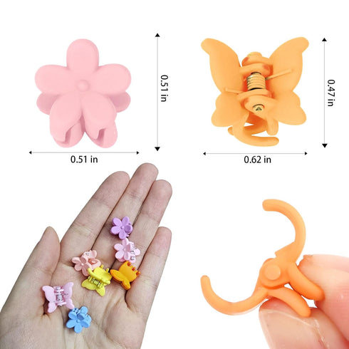 YISSION 80Pcs Mini Hair Clips - Small Flower & Tiny Butterfly Hair Accessories for Girls Women with Box, Random Pastel