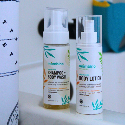 Mambino Organics Happy Time Shampoo & Body Wash for Kids - Hypoallergenic, Plant-Based, Eco-Friendly, 5.5floz