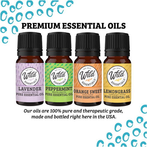 Wild Essentials Greek Key Necklace Essential Oil Diffuser Kit, 12 Refill Pads, Lavender, Lemongrass, Peppermint, Orange
