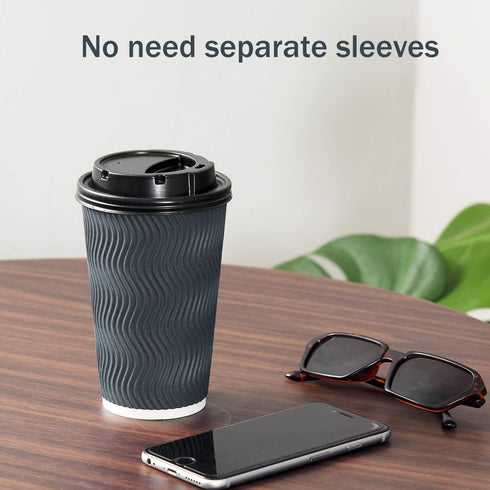 SPRINGPACK 16 oz (90 Set) Disposable Coffee Cups with Lids and Straws - Togo Hot Paper Coffee Cup with Lid To Go