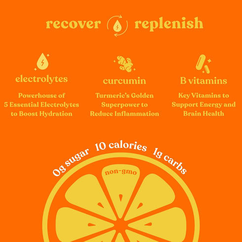 Pirq Hydration Powder Packets - Orange - 10 Sticks | Electrolyte Drink Mix with Curcumin, B Vitamins, Zero Sugar, Keto