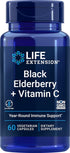 Life Extension Black Elderberry + Vitamin C, Everyday Immune Support, Gluten Free, Non-GMO, Vegetarian, 60 Capsules