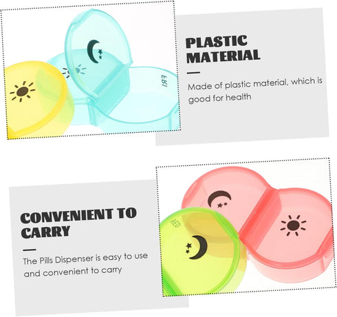 Weekly Pill Organizer Box Portable Medicine Storage Dispenser with Tight Seal Lightweight Compact Individual