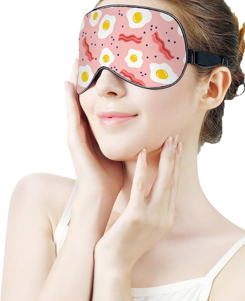 Sleep Mask,Eggs Bacon Dots Pink Eye Masks with Adjustable Strap for Sleeping,Block Light Eye Sleep Shade Cover