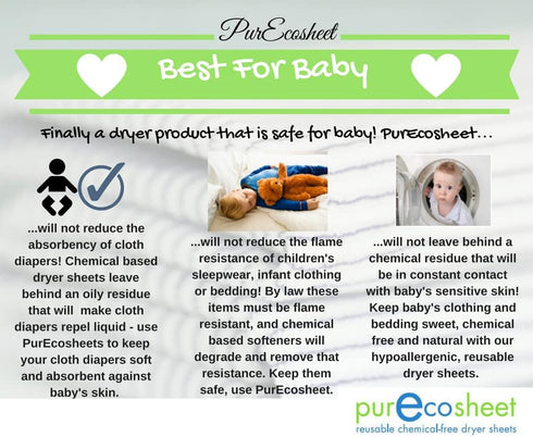 Purecosheet Reusable Dryer Sheets, Chemical Free & Vegan, Safe for Infants, 2 Count, 500+ Loads