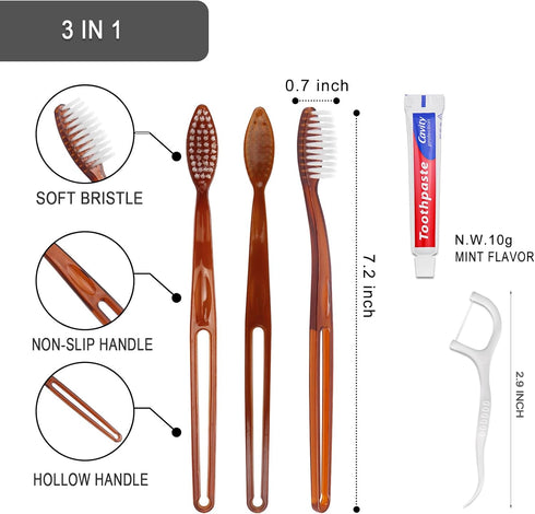 30pcs Disposable Toothbrushes with Toothpaste Floss, Individually Wrapped, 10g Toothpaste for Hotels & Guests