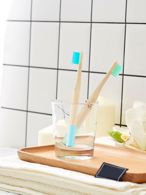 Bamboo Kids Toothbrushes (6 Pack) - Soft Bristle, Organic, Compostable, BPA Free, Eco-Friendly Wooden Toothbrush