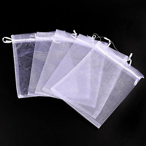 50 Sets Organza Gift Bags 4x6 Inch White, Drawstring Sheer Fabric Solid Color Pouch for Jewelry, Food, Baby Shower,
