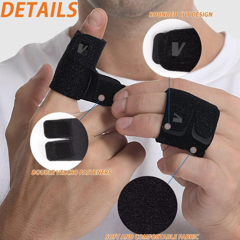 2PCS Finger Splints, Adjustable Compression Finger Support Wraps for Sport Basketball, Tennis, Volleyball