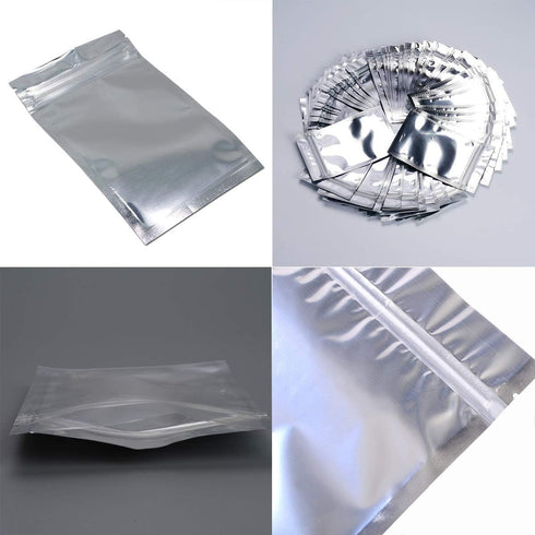 50 Pack Mylar Bags - Resealable Clear Zip Lock Food Storage Bags, 5.9x8.7 Inch, Food Safe Plastic Aluminum Material -