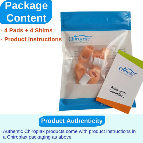 Chiroplax Bunion Corrector Pads, 4 Regular Size Silicone Cushions for Bunionette Pain Relief, Men & Women