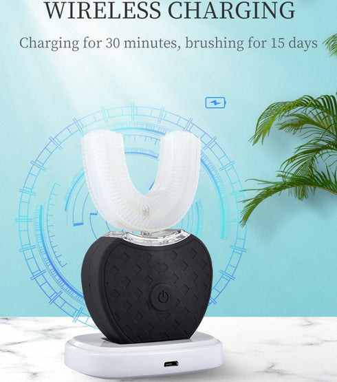 Automatic Toothbrush U Shaped for Adults - 360° Ultrasonic U-Electric Toothbrush, Wireless Charging, Waterproof IPX7