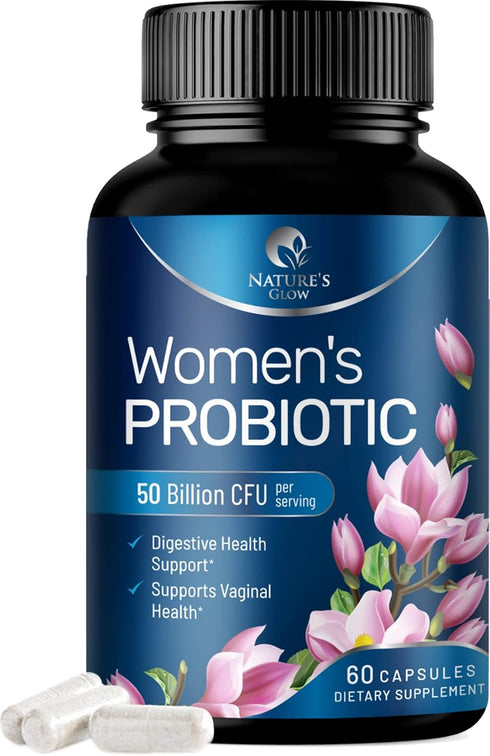Women Probiotics for Digestive Health, 60 Capsules, 50 Billion CFU, Multi Strains Womens Probiotic with Acidophilus for