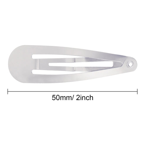 Hotop 50 Pack Hair Clips Snap Barrettes for Kids, Girls and Women, 50 mm (Silver)