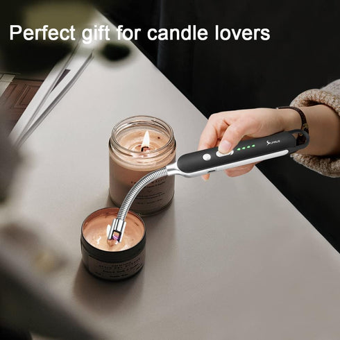 SUPRUS Electric Rechargeable Arc Lighter - Long Flexible Neck USB Lighter for Candle Cooking, Black