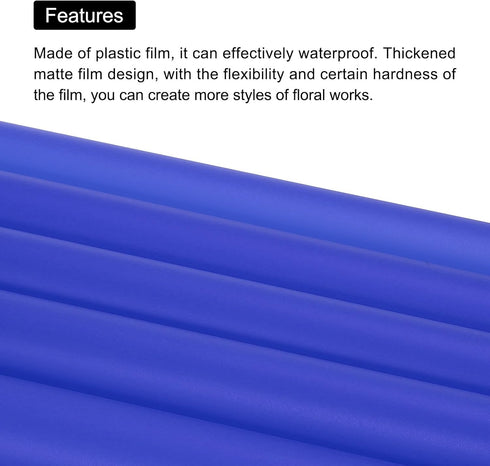 MECCANIXITY Gold Edge Flower Wrapping Paper, Navy Blue 22.8x22.8 Inch, Waterproof for Florist Supplies, Pack of 20