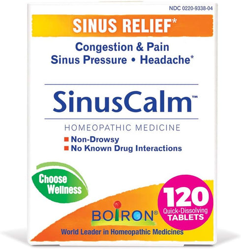 Boiron Sinuscalm Tablets for Sinus Pain Relief, Runny Nose, Congestion, Headache - 120 Count (Pack of 1)