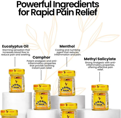 Aboniki Balm (4 Jars), Powerful Pain Relief for Muscles, Joints, and Whole Body, Deep Heat Comfort