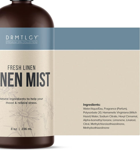 DRMTLGY Natural Fresh Linen Mist and Room Spray - Pure Essential Oils for a Pillow Spray, Linen Mist, and Fabric Spray - Aromatherapy Spray for Relaxation and Sleep