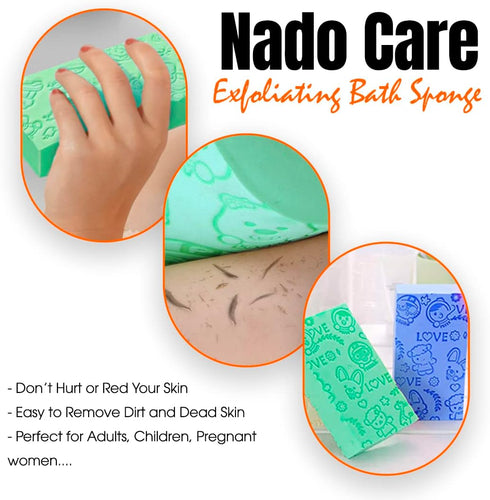 Nado Care Exfoliating Bath Sponge - Spa Scrub for Adult, Baby, Pregnant Women, 2 pcs