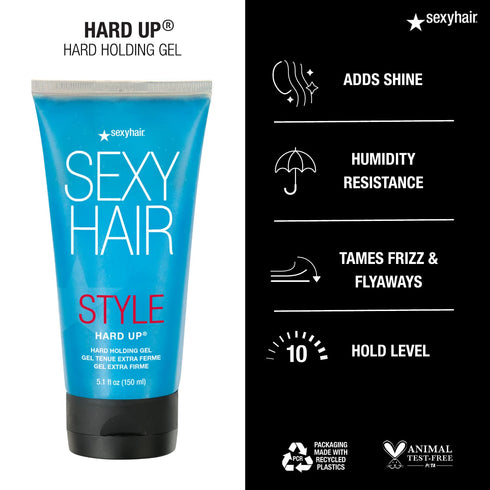 SexyHair Hard Up Gel, Extreme Hold, Non-Flaking Formula, All Hair Types