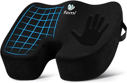 FOMI Extra Thick Firm Coccyx Orthopedic Memory Foam Seat Cushion | Black