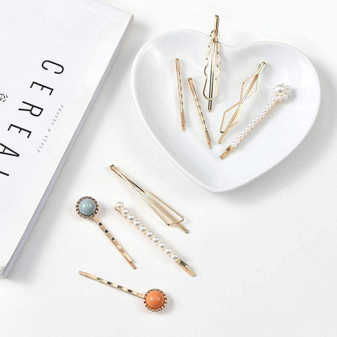 Mehayi 20 PCS Macaron Pearls Hair Clips, Handmade Cute Hair Barrettes, Elegant Gold Hair Accessories for Women Girls