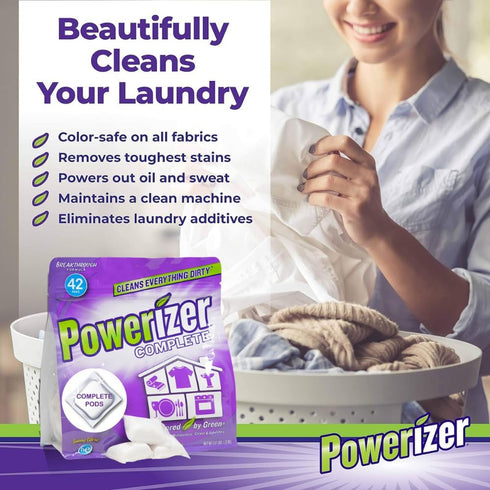 Powerizer Complete Pods - Multipurpose Cleaning Pod, Plant-Based Laundry and Dishwasher Pods, 42 Pods